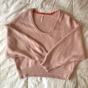 Free People pink cropped sweater